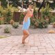 thumbnail image 5 of Honeeladyy - Traje de baño de una pieza a rayas para niñas pequeñas, bikini para playa, 5 of 8