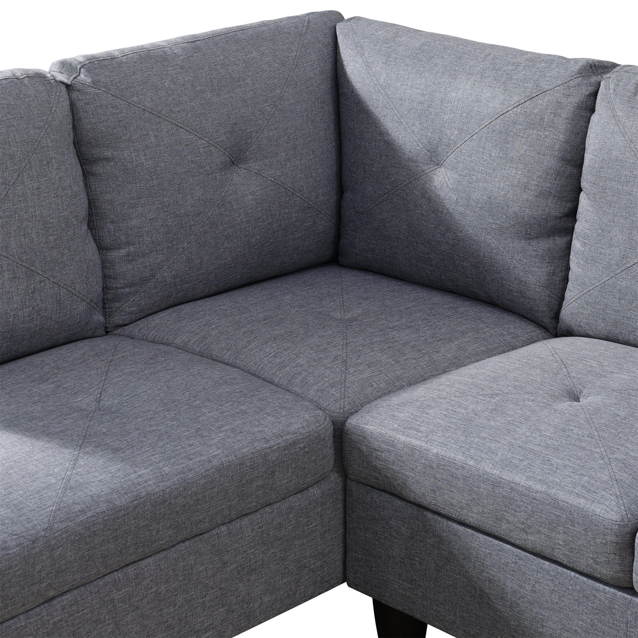Aukfa 97" Classic Sectional Sofa 4 Seat L shape Couch for Living Room, 2Pillows, Oversized Left Chaise, Linen, Gray