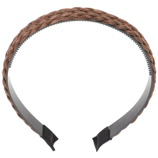 Diadema trenzada con trenzas para mujer y niña (café claro)