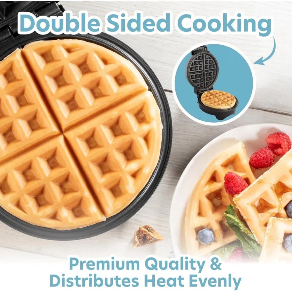 CucinaPro Belgian Waffle Maker- Non-Stick 7" Waffler Iron w Adjustable Browning Control