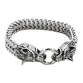 thumbnail image 2 of Mens Stainless Steel wolf Bracelet Punk Bracelets Arm Rings Cuff 23cm, 2 of 5