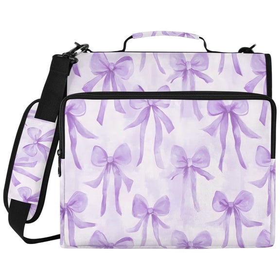 ALAZA Zipper Binder Watercolor Bow Purple Pattern 2 inch 3 Ring 500 Sheet Capacity Trapper Keeper File Folder Organizer Bag