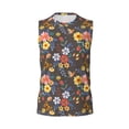 thumbnail image 6 of Lsque Colorful Flowers with Butterfly Print Men's Cotton Blend Sleeveless Muscle Shirts (S-3XL)- Moisture Wicking, Odor Protection, UPF 30+,3X-Large, 6 of 8