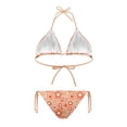 thumbnail image 2 of HELLHERO Orange Floral Print Ladies Bikini Set, Two Piece Lightweight Swimwear Halter Triangle Top with Tie Side Bottoms Bathing Suit for Beach, 2 of 5