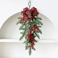 thumbnail image 4 of Christmas Swags for Outdoor Decorating, Winter Teardrop Swag with Pine Cones Red Bow Berry Ornament, Artificial Christmas Pine Branch Garland for Front Door Indoor Outdoor Wall Hanging Decor, 4 of 8
