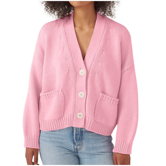 FAIWAD Women's Cardigan Sweater with Pockets Long Sleeve Button Down Open Front Lightweight Knit Sweater