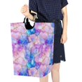 thumbnail image 4 of Yayeee Freestanding Laundry Hamper with Handle Collapsible Large Storage Basket for Clothes, Pastel Pink Marble Pattern, 4 of 7