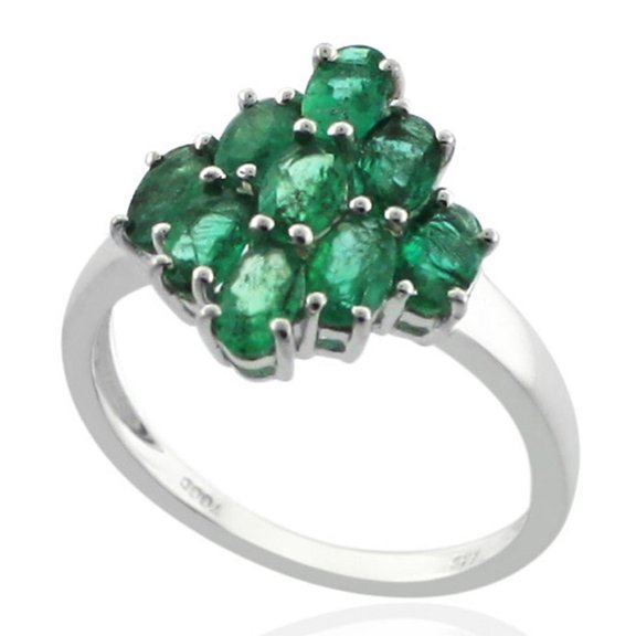 Carillon Cluster 1.91 Ctw Green Onyx Oval 5X3 MM 925 Sterling Silver Women's Anniversary Ring