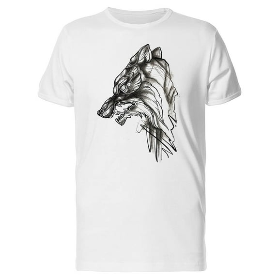 Angry Wolf Sketch, Vintage T-Shirt Men -Image by Shutterstock, Male XX-Large