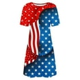 thumbnail image 4 of American Flag Dress for Women 4Th of July Patriotic Shirt Crew Neck Short Sleeve Sundress Elastic High Waist Dresses Summer Baggy Boho Mini Dress Beach Vacation Sun-Dress 2025, 4 of 5