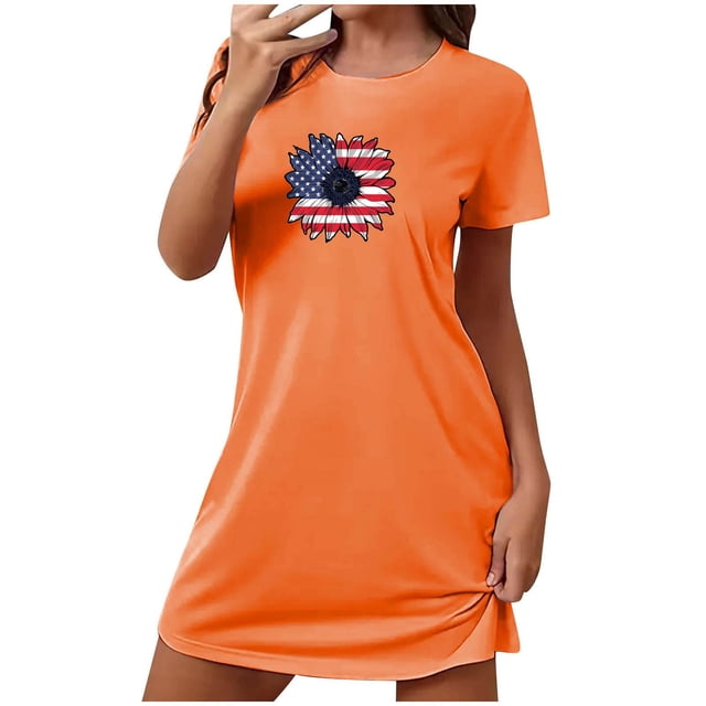 Shorts pour Femmes, Robe pour Femmes, Robe de Nuit Courte Surdimensionnée Imprimée Col Rond et Manches Courtes, Robe d'Été Aguichant pour Femmes, Robe à Manches Courtes pour Femmes