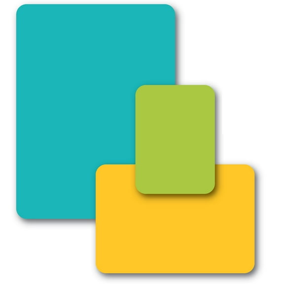 Cut N' Funnel 3 Pack Citrus Berry Non-Slip Flexible Plastic Cutting Board Mats Assorted Colors & Sizes