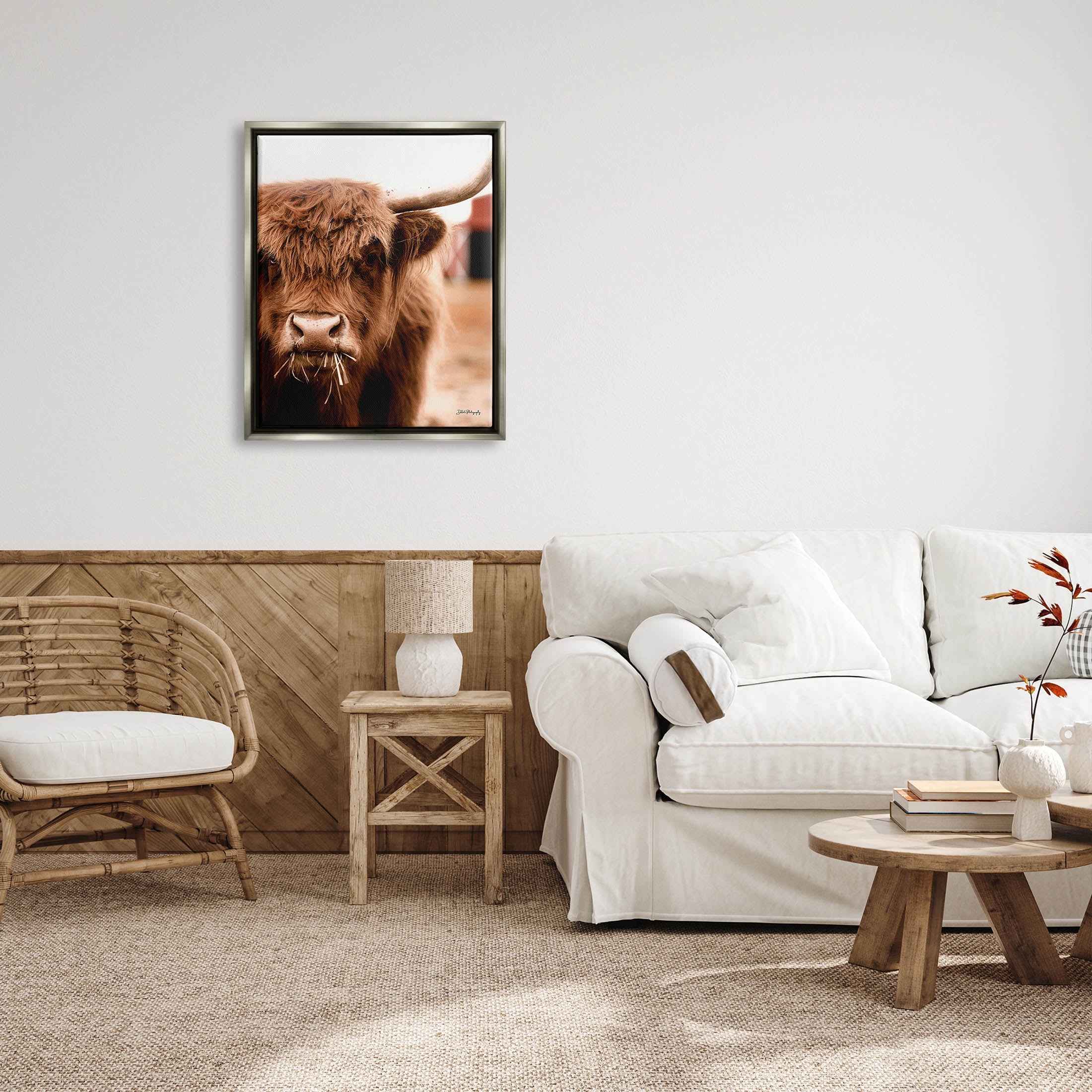 Grazing Cow Animal Portrait Animals & Insects Photograph Luster Gray Framed Art Print Wall Art