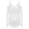 thumbnail image 3 of Kvysinly Women Latin Dance Leotard Tassel Rumba Samba Ballroom Leotard with Gloves Performance Ivory M, 3 of 7