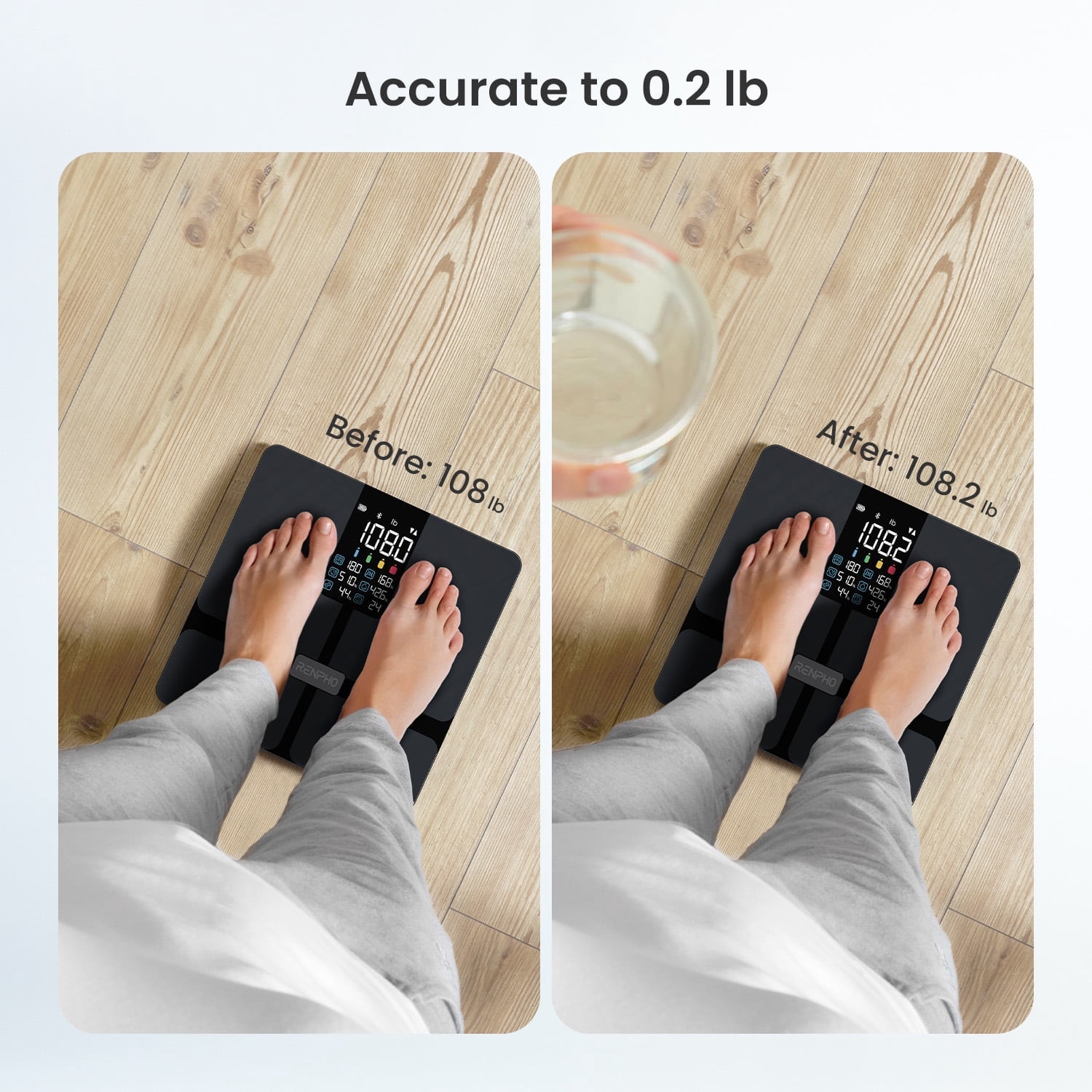 RENPHO Smart Body Fat Scale with BMI, Muscle Mass, Bluetooth Scale for Body Weight, 13 Metrics with Large VA Display, Support App Connection, FSA HSA Store Eligible