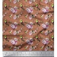 thumbnail image 1 of Soimoi Rayon Fabric Hummingbird,Leaves & Rose Floral Print Fabric by the Yard 56 Inch Wide, 1 of 1