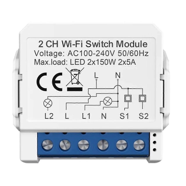 Interruptor de luz inteligente WIFI de 2 vías yuxing con control por voz Compatible con Google Home blanco