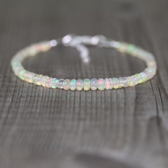 Natural White Opal Stone Dainty Bracelet Healing Crystal Bracelet Minimalist