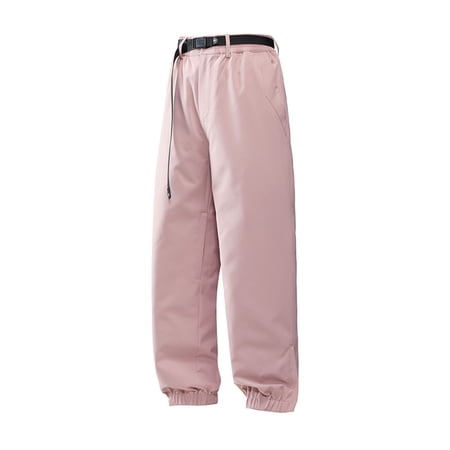 Kvture Men s Snow Pants Waterproof Windproof Lightweight Elastic Waistband Baggy Casual Skiing Pants for Men Pink L