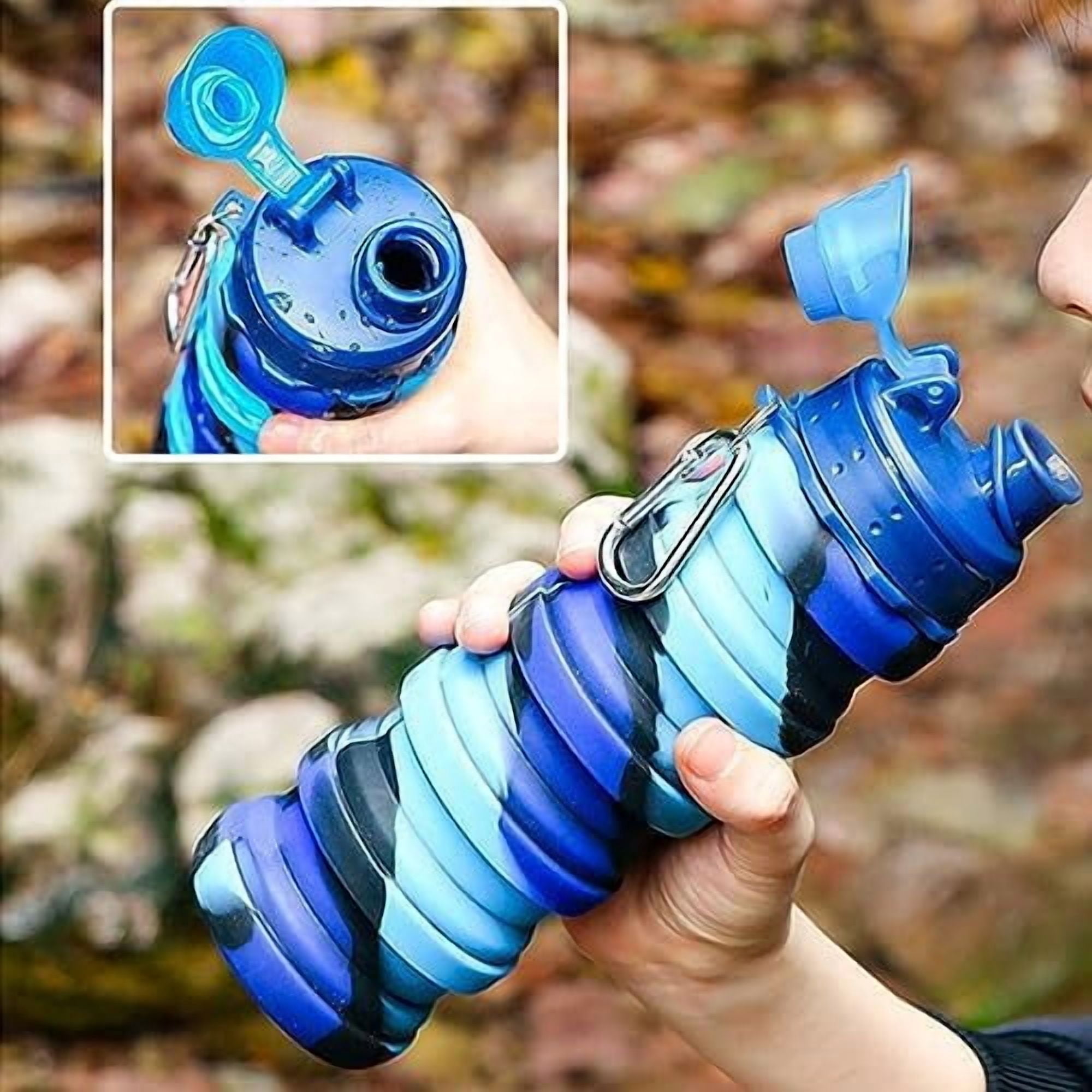 Collapsible Water Bottles Travel water bottle Sports Portable Sport Water Bottle Reusable Water Bottles comes with mountaineering Buckle 500ml silicone Water-proof camping water bottle