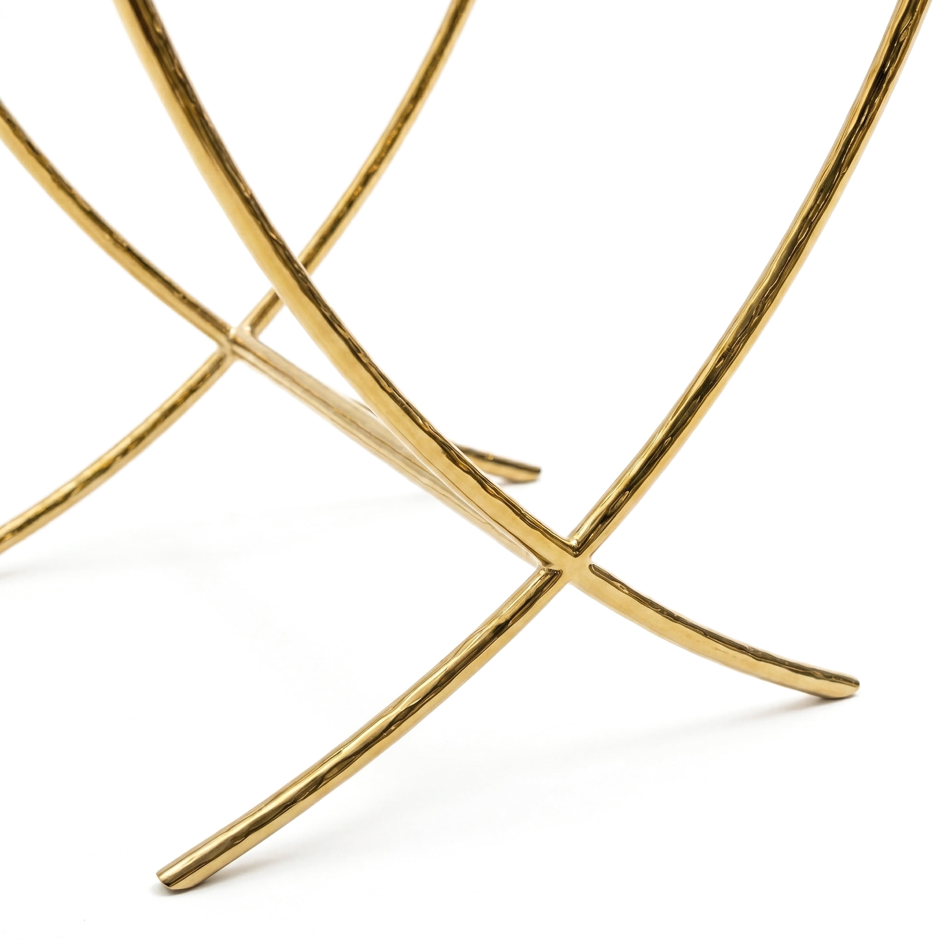 Furniture of America Zayen Modern Stainless Steel End Table with Tempered Glass Top, Gold