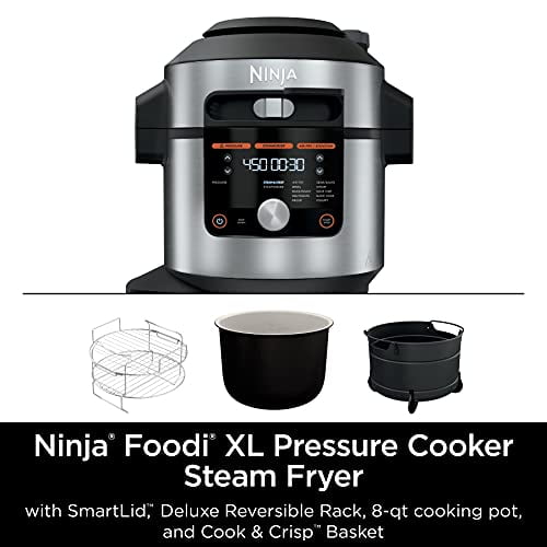 Ninja OL601 Foodi 14 in 1 8 qt. XL Pressure Cooker Steam Fryer with SmartLid Silver Black Walmart
