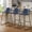 Blue, variant on Aufeile 30" Counter Height Bar Stools Set of 3 – Modern Faux Leather Barstools with Back & Metal Legs, Kitchen Bar Chairs for Island, Dining Room, Dark Brown