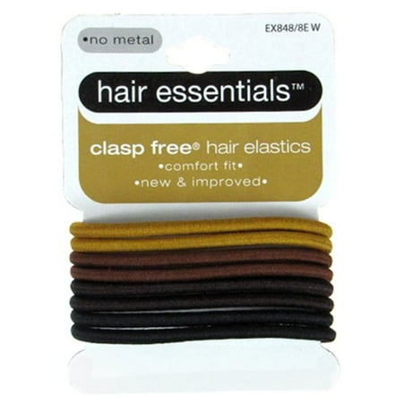 Hair Essentials Clasp Free Hair Elastics, Assorted Colors, 8 count