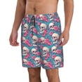 thumbnail image 2 of Fuzoiu happy Skull rose Print Men's Beach Shorts,Men's Swim Trunks,Quick Dry Board Shorts with Pockets,Men's Bathing Suits for Surfing, Running, and Casual Wear-XX-Large, 2 of 6