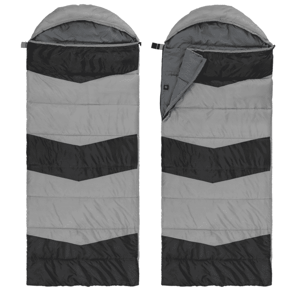 Gray Rectangular Heated Sleeping Bag, Lightweight Sleeping Bag with Multi USB Powered Heating Pads, Waterproof Compact Envelope Sleeping Bag for Backpacking Hiking