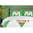 thumbnail image 4 of Ambesonne Christmas Alphabet Duvet Cover Sets, Happy Letter M, 2-King, Green Dark Coral White, 4 of 6