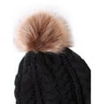 thumbnail image 2 of Viworld 2pcs Women Girl Knitted Wool Pompom Hat Winter Beanie Cap Family Matching Faux Fur Ball Crochet Knitting Hats, 2 of 4