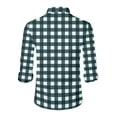 thumbnail image 5 of New Men's Long-Sleeved Plaid Shirt Spring Lapel Button Fashion Casual Comfortable Personality Breathable Handsome Male Loose Elastic Outwear Dark Green 2XL, 5 of 5