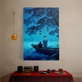 thumbnail image 5 of 1pc Chinese - style Canvas Wall Art with Two Figures on a Boat, Red Lanterns and Blossoms, framed Decor room hanging Wall Picture Decor for Home Gifts, living room, bathroom, bedroom, kitchen wall, 5 of 6