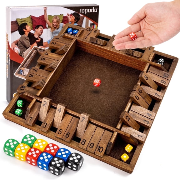 ROPODA 14 Inches 4-Way Shut The Box Dice Board Game (2-4 Players) for Kids & Adults