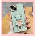 thumbnail image 1 of Funda de teléfono de silicona suave con soporte plegable de muñeca 3D chapada de lujo para iphone 14, 13, 12 Pro Max, 11 MiNi, X, XR, XS, 7, 8 plus, SE 3, Linda funda Fivean unisex, 1 of 2