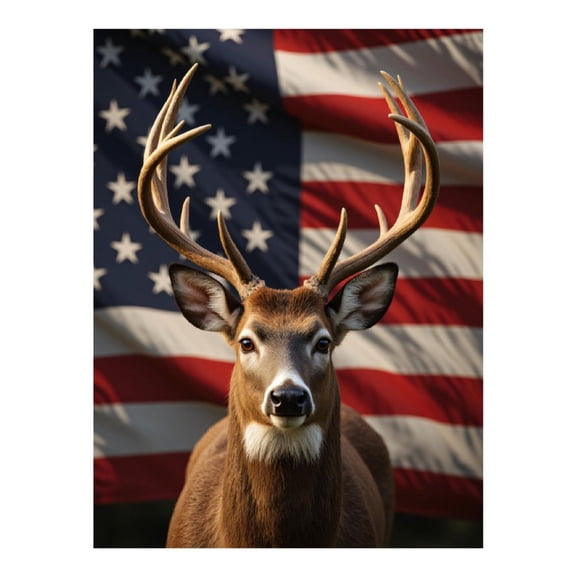 Diamond Art Kit for Adults, Deer Antlers Flag Background Diamond Painting for Adults Beginners, 5D DIY Diamond Art Painting Kits, Colorful Diamond Painting Craft for Home Decor 12x16