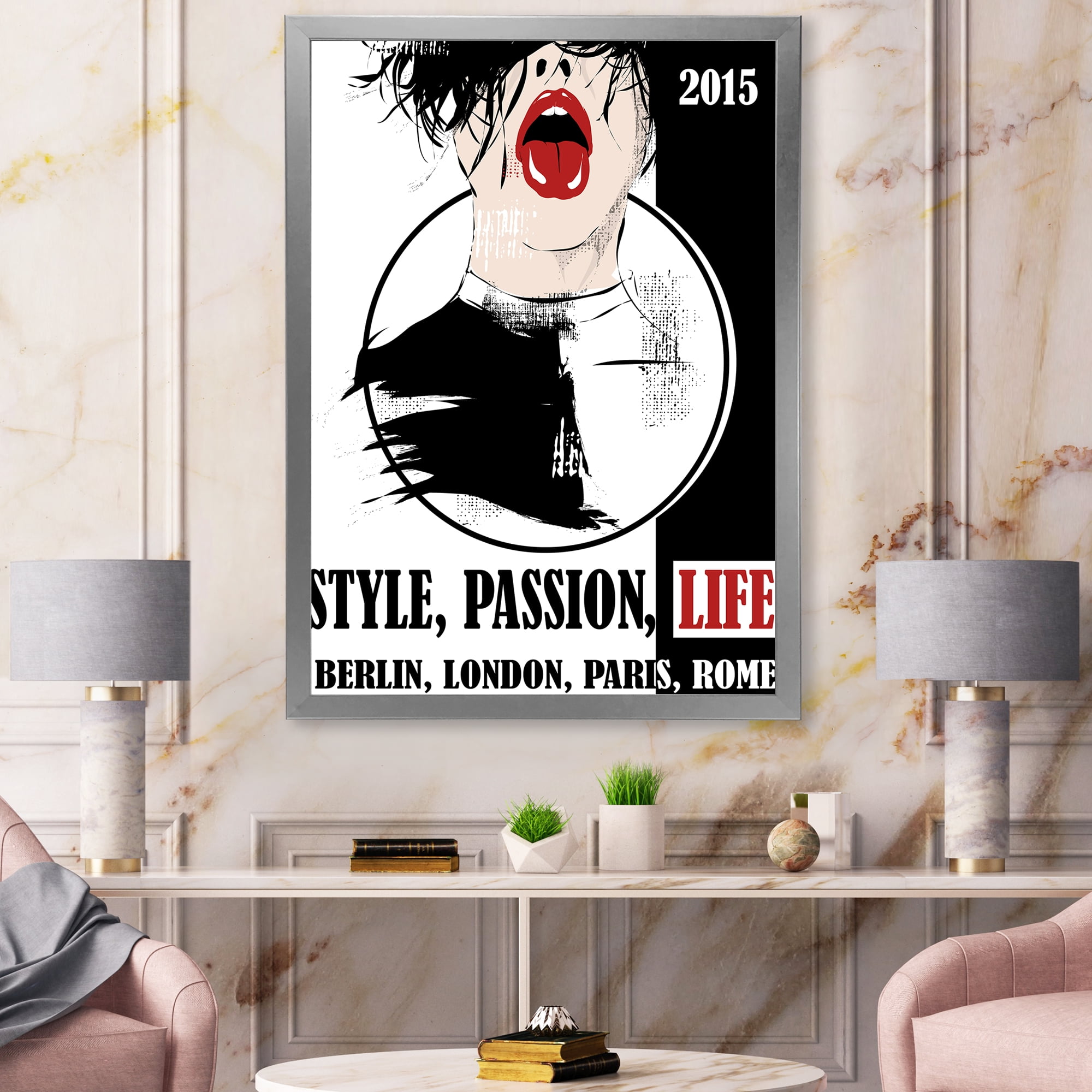 Designart 'Style Passion Life Fashion Woman VIII' Vintage Framed Art Print