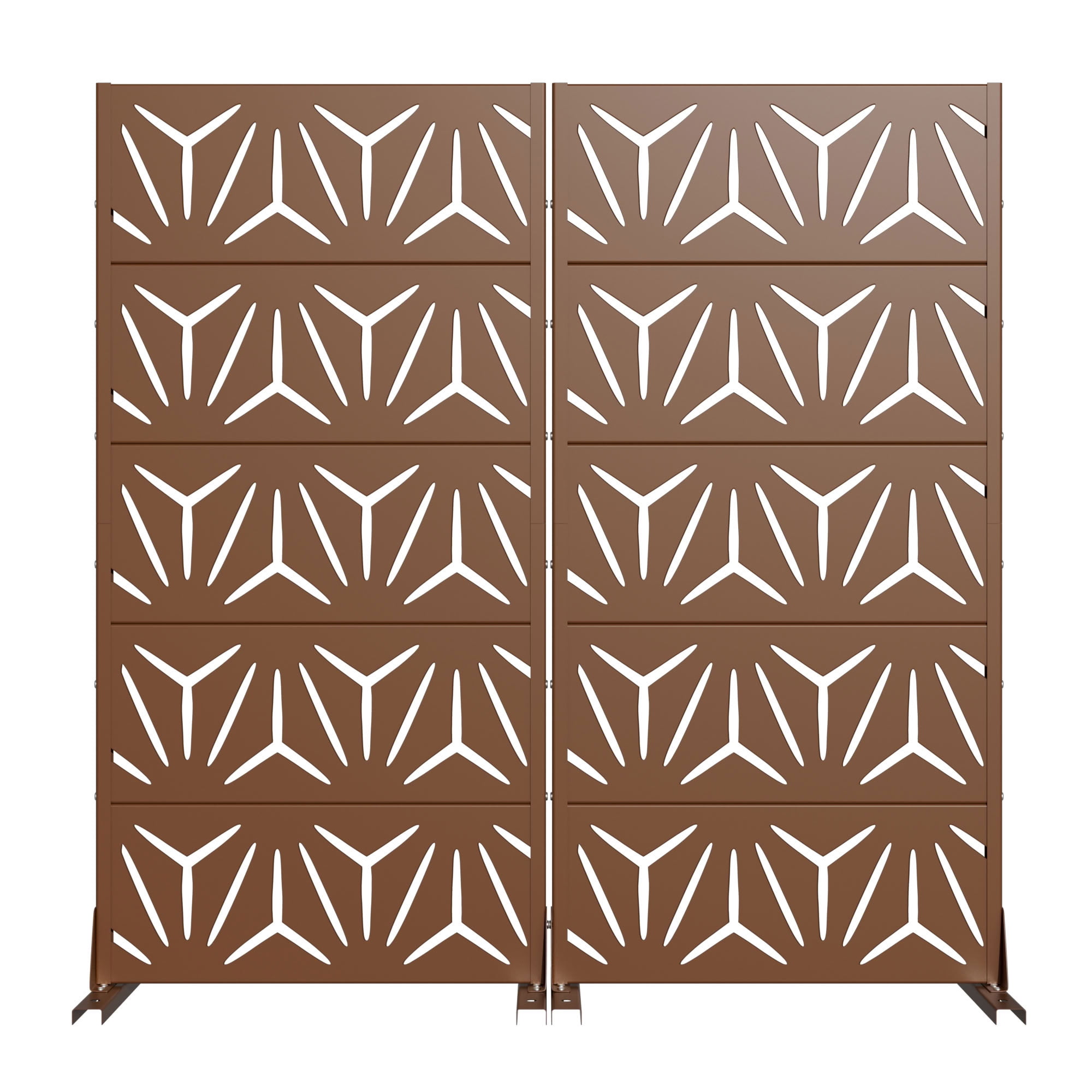 MAYEERTY 5 Panels Metal Outdoor Privacy Screen Panel Garden Divider Patio Backyard Decorative Privacy Fence 2Pcs, 59×29.5×15.7in