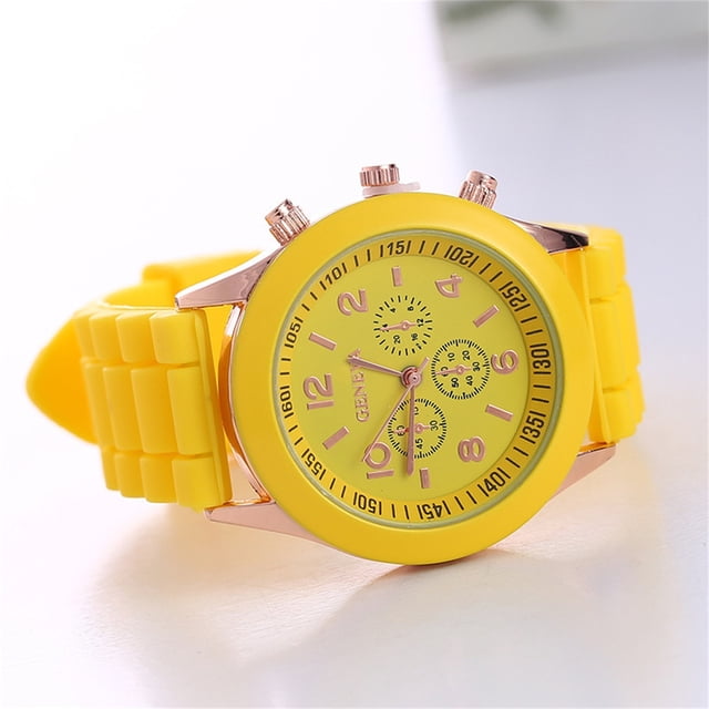 Reloj redondo para mujer de color caramelo con tres ojos de silicona a la moda Wmkox8yii gfajkfgbkjabf1164
