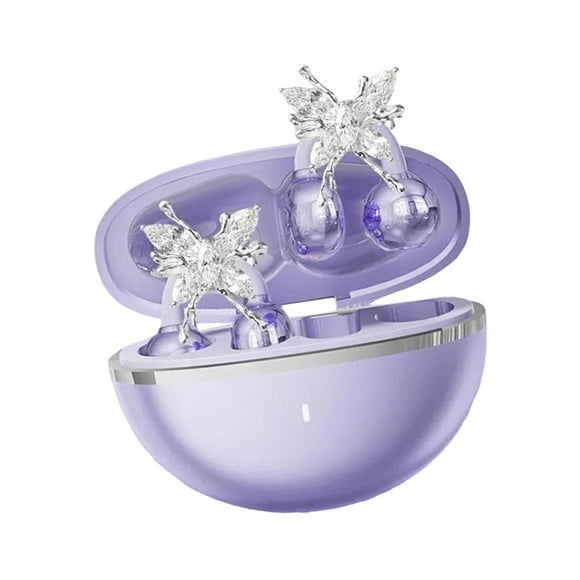 Auriculares Abiertos con Clip Y Accesorio de Joyería con Nudo, Elegante Silicona, Conectividad Rápida, Ideales para Mujeres, para El Trabajo Diario Y Púrpura