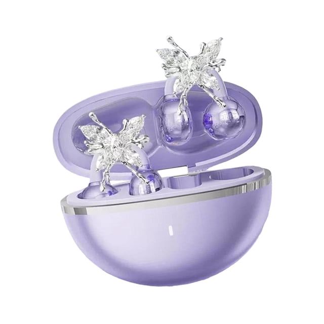 Auriculares Abiertos con Clip Y Accesorio de Joyería con Nudo, Elegante Silicona, Conectividad Rápida, Ideales para Mujeres, para El Trabajo Diario Y Púrpura
