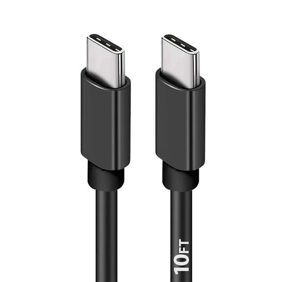 USB C to USB C Cable 60W [10FT], USB-C Type C Fast Charging Cord Charger Compatible with Samsung S23/S22/S21/S20 Ultra, Note 20/10, MacBook Pro/Air, iPad Pro 12.9 11 Air Mini, Pixel, Black