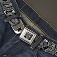 thumbnail image 2 of Buckle-Down Belt, Seatbelt Buckle Belt, Bandana Skulls Black White, 34 to 52 Inches, 2 of 9