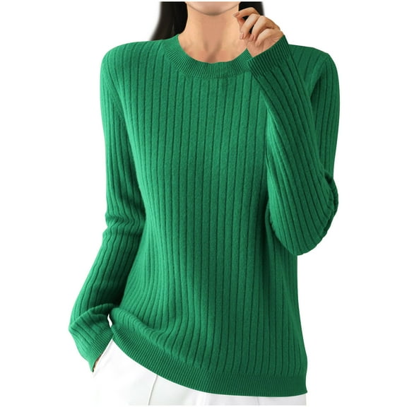Perfectbot Sweater for Women Long Sleeves Round Neck Ribbed Knit Tops Fall Winter Warm Blouse