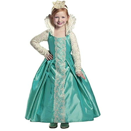 Girls Green White Lace Queen Evelyn Dress Up Halloween Costume