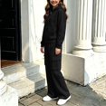 thumbnail image 3 of YUNLIUU Girls Sweatsuit Fall Winter Kid Zip Up Hoodie And Cargo Sweatpants Set,120=5-6Years,Black_01, 3 of 4