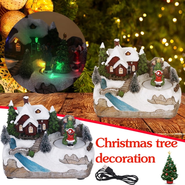 onlyliua Ofertas Figuras Luminosas de Casa de Pueblo Navideña con Luz Led, Animación Musical Real.