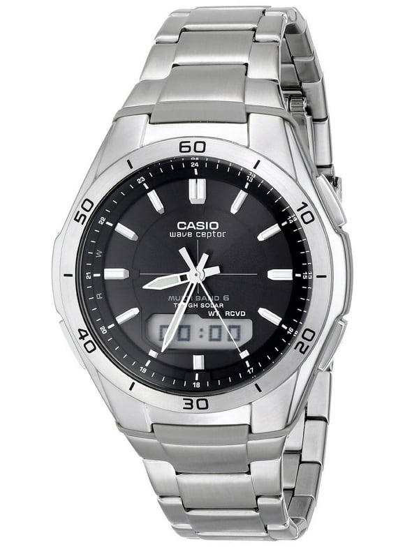 Casio Men's Waveceptor Solar Atomic Ana-Digi Watch, Silver