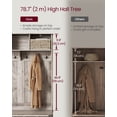 thumbnail image 4 of Farmhouse Style Hall Tree - Multipurpose Entryway Furniture. Features Bench, 16 Compartments for Shoe Storage, 6 Tri-Hooks. Heather Greige., 4 of 8